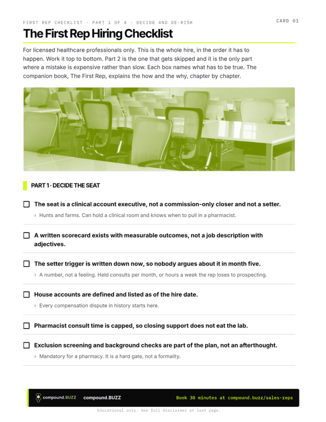 The First Rep Hiring Checklist, cover